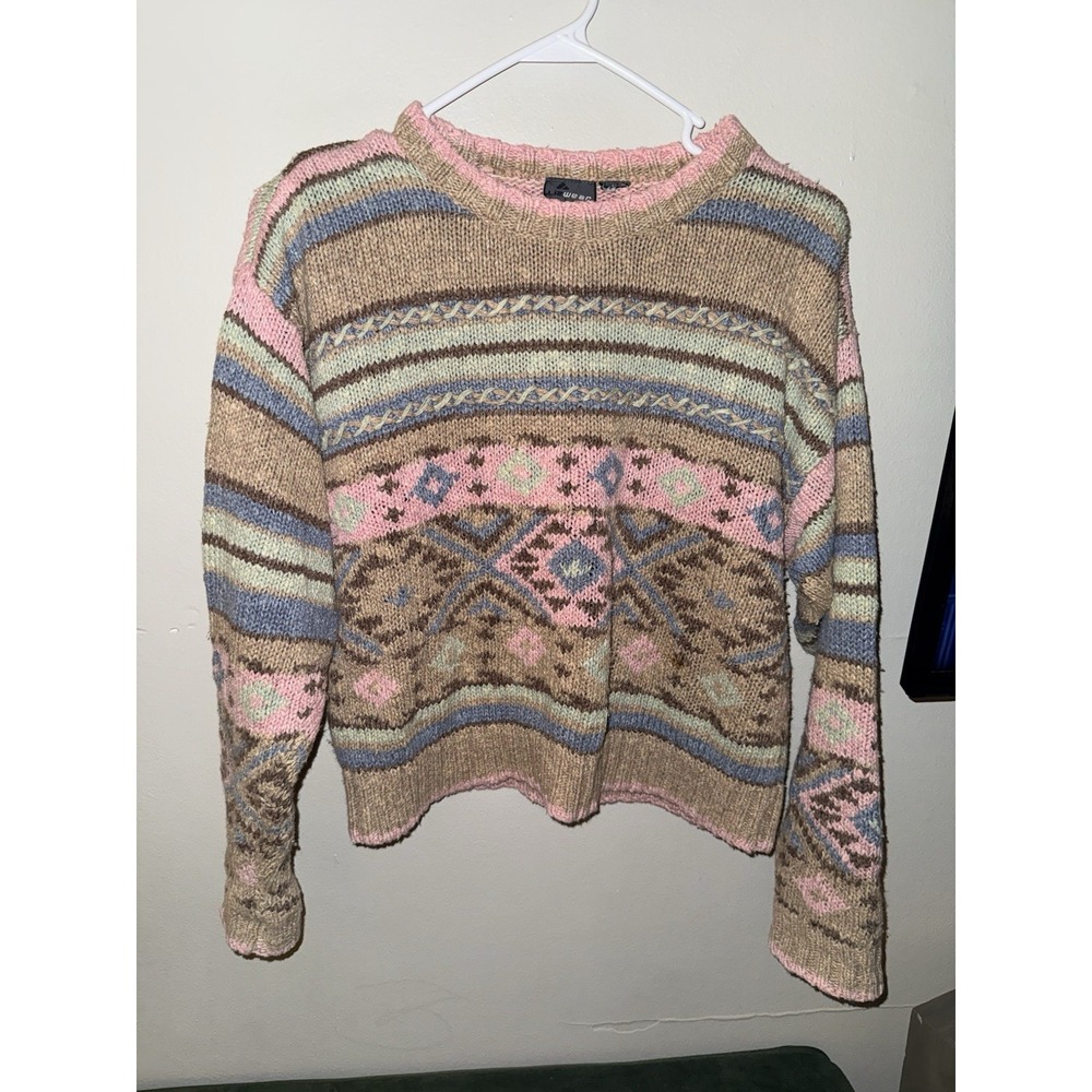 Vintage‎ 90s Lizwear Liz Claiborne Brown Cotton Knit Cardigan Sweater Petite Med